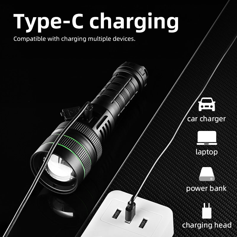 Kraftig Lommelygte 10.000 Lumen – USB-C & Powerbank